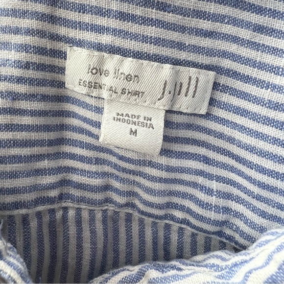 J. Jill Love Linen Essential Shirt Blue & White Mixed Striped Button Up Shirt - Picture 8 of 10